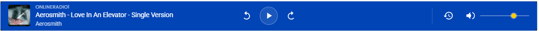Echte Audiostreamen Bottom player met albumbeeld, trackgegevens, bediening, geschiedenis en volume