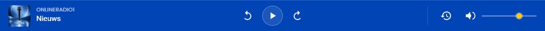 Echte Audiostreamen Bottom player met albumbeeld, trackgegevens, bediening, geschiedenis en volume